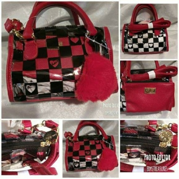 Handbags - Nwt Betsey Johnson Red Checkered clear bag